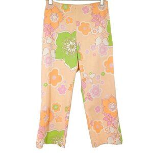 Barbara Gerwit Floral Straight Leg Pants Multicolor Women's 6 Preppy Summer